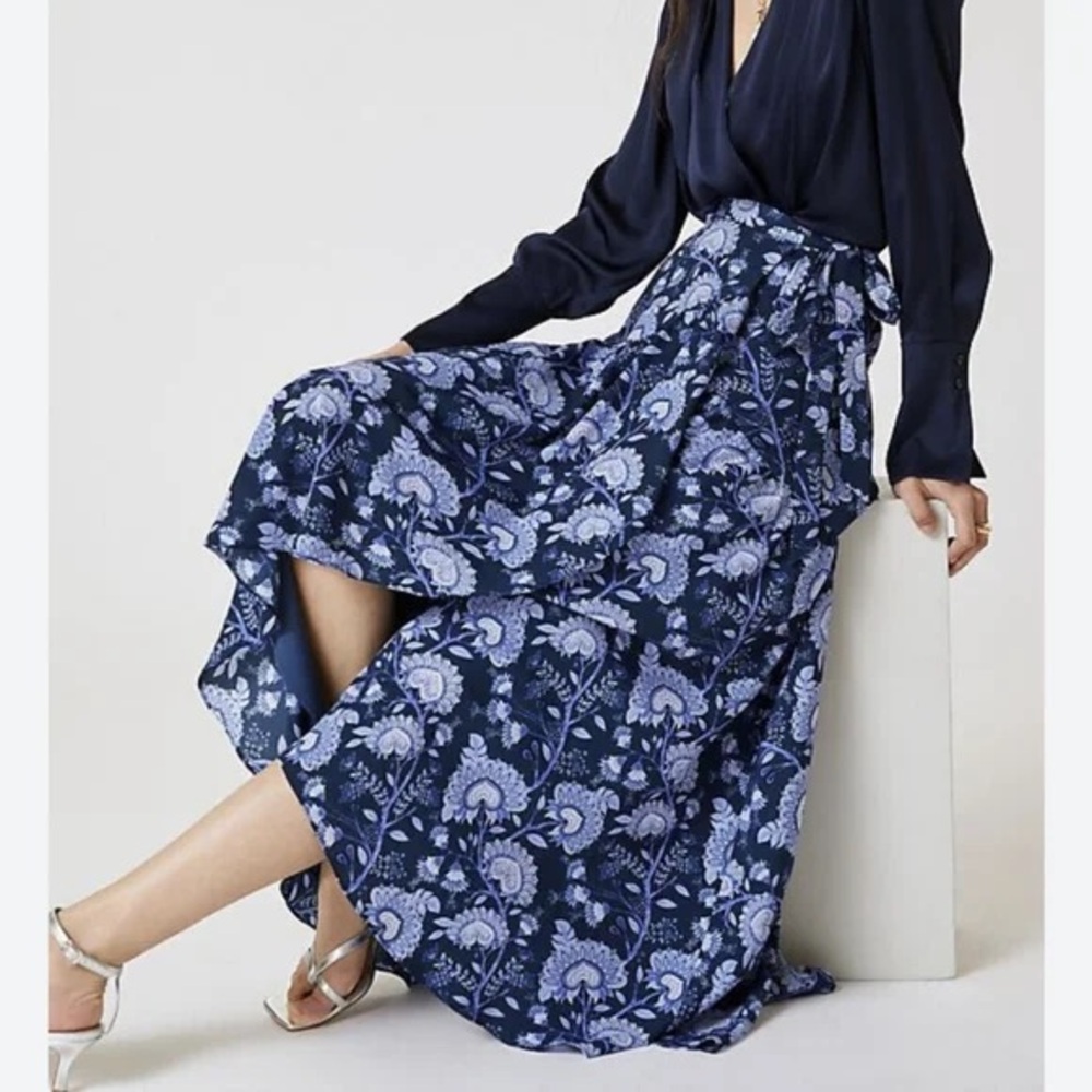 Anthropologie Hutch Floral Blue Maxi Skirt